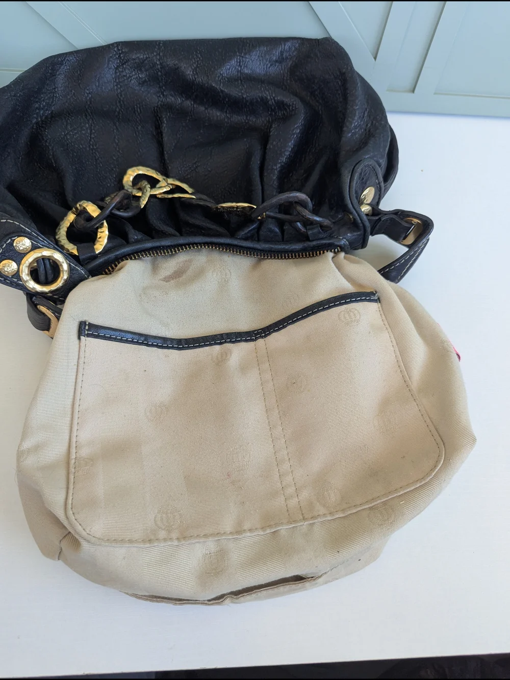 vintage Juicy Couture black leather hobo shoulder bag